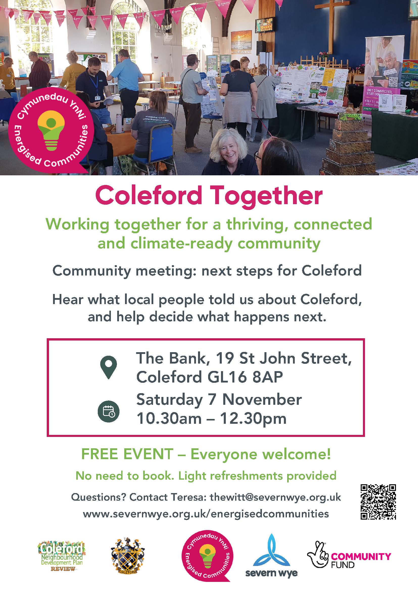Coleford Together. Saturday 7th November 10.30am-12.30pm @ The Bank, St Johns Street, Coleford